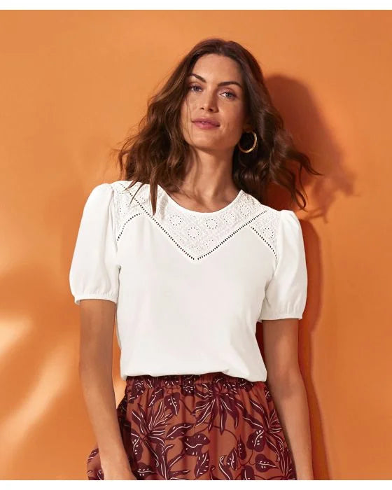 Skin Soft Embroidered Detail T-shirt